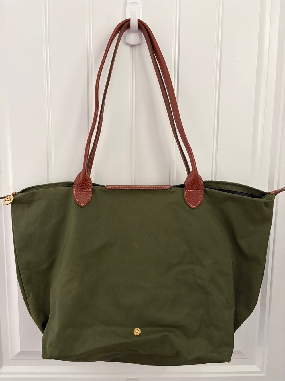 Longchamp Le Pliage Tote with Brown Leather Trim - Picture 2 of 6